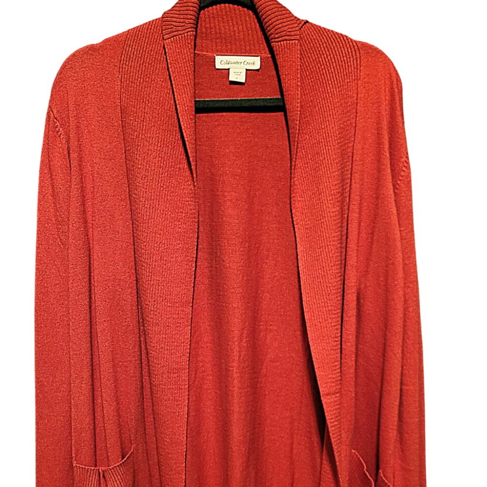 Coldwater Creek Oversized Cardigan with Pockets in Rust - Size L